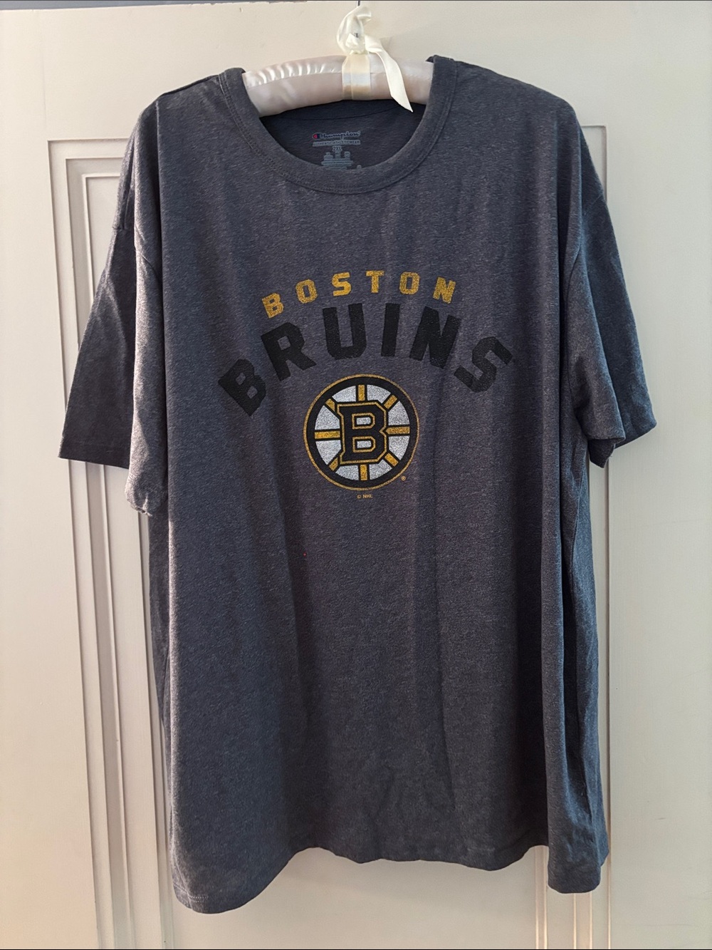Champion Boston Bruins Heather Gray Graphic Tee with Gold & Black Logo